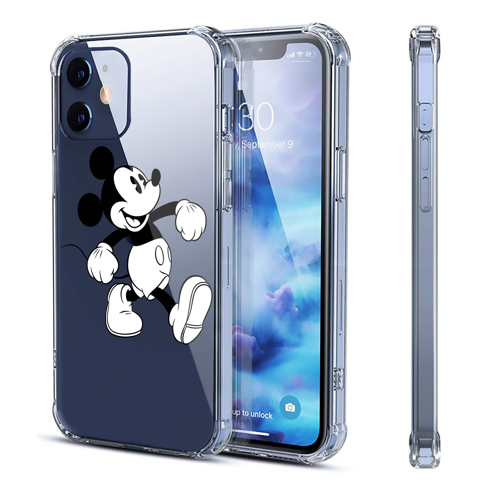 （画像用） ミッキーマウス Mickey Mouse 【iPhone 12シリーズ対応】透明スマホケース（クリアソフトケース）